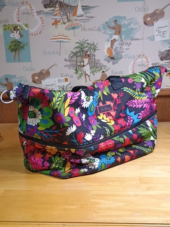 Vera Bradley Handbags - Vera Bradley Canvas Black Floral Travel Duffel with Bright Multicolor Flowers